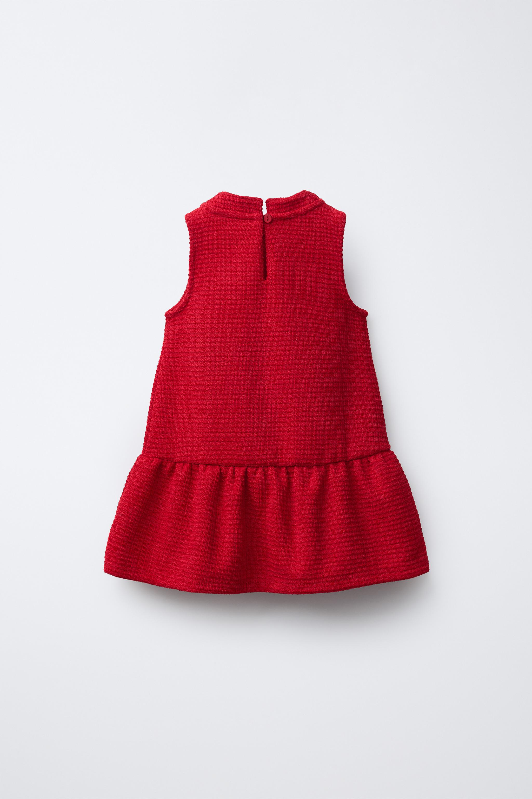 CONTRAST BOW TEXTURED DRESS